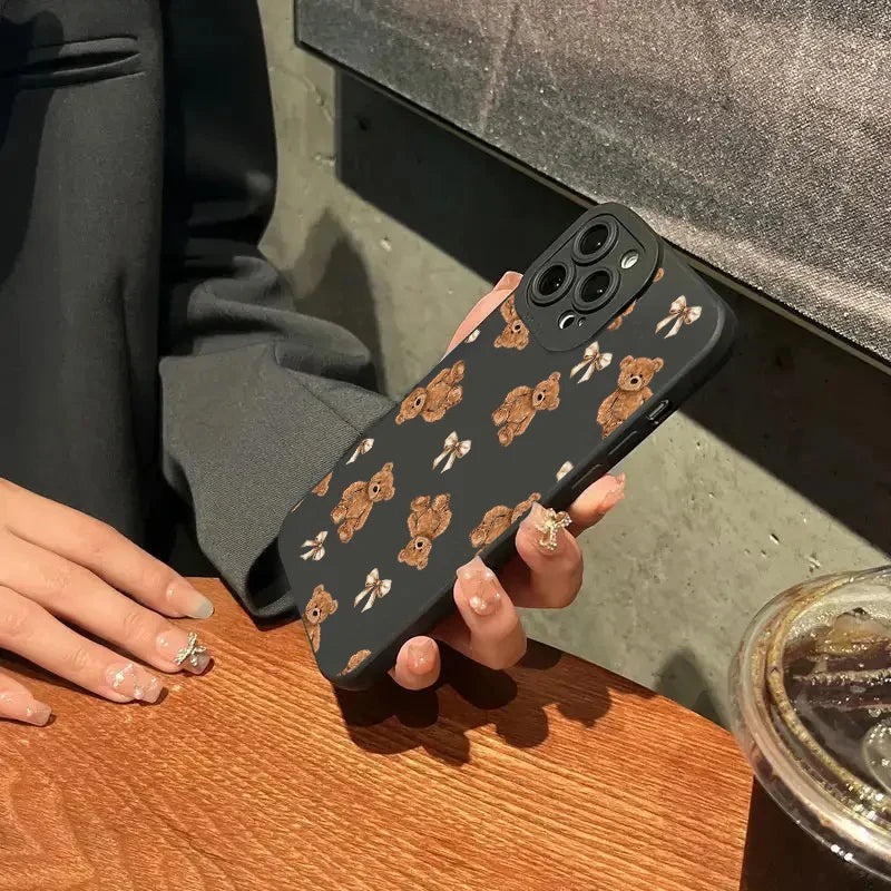 Cute Bow Bear Silicone Case for Xiaomi Mi 15 14T 13T Pro Poco F6 F5