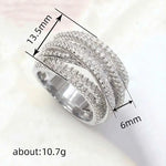 925 Sterling Silver Classic Vintage Line Wrap Zircon Ring Party Luxury Fashion Hot Sales