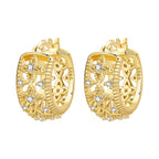 925 Sterling Silver Curled Grass Pattern Flower Hoop Earrings Women's Jewellery