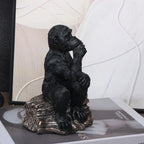 Resin Black Gorilla Sculpture Chimpanzee Statue Home Bookshelf Decor Thinker Figurine