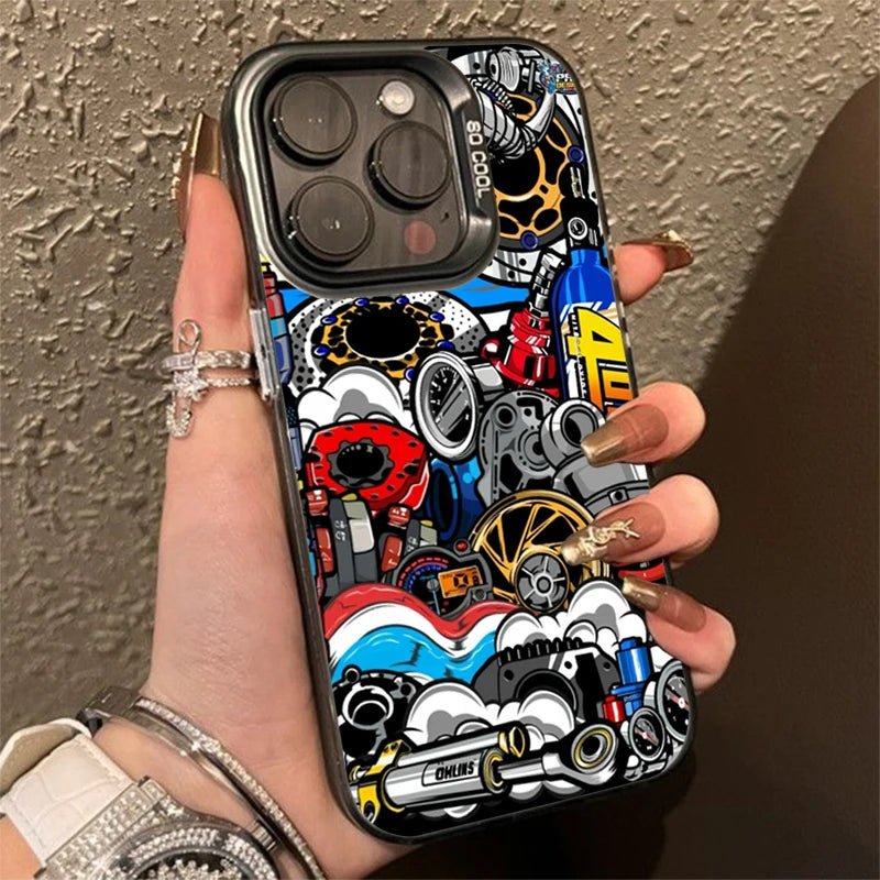 Mechanical Gear Silver IMD Case for Samsung S25 S24 Ultra A16 A56