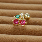 12 Styles Crystal Zircon Mini Fruit Stud Earrings Stainless Steel