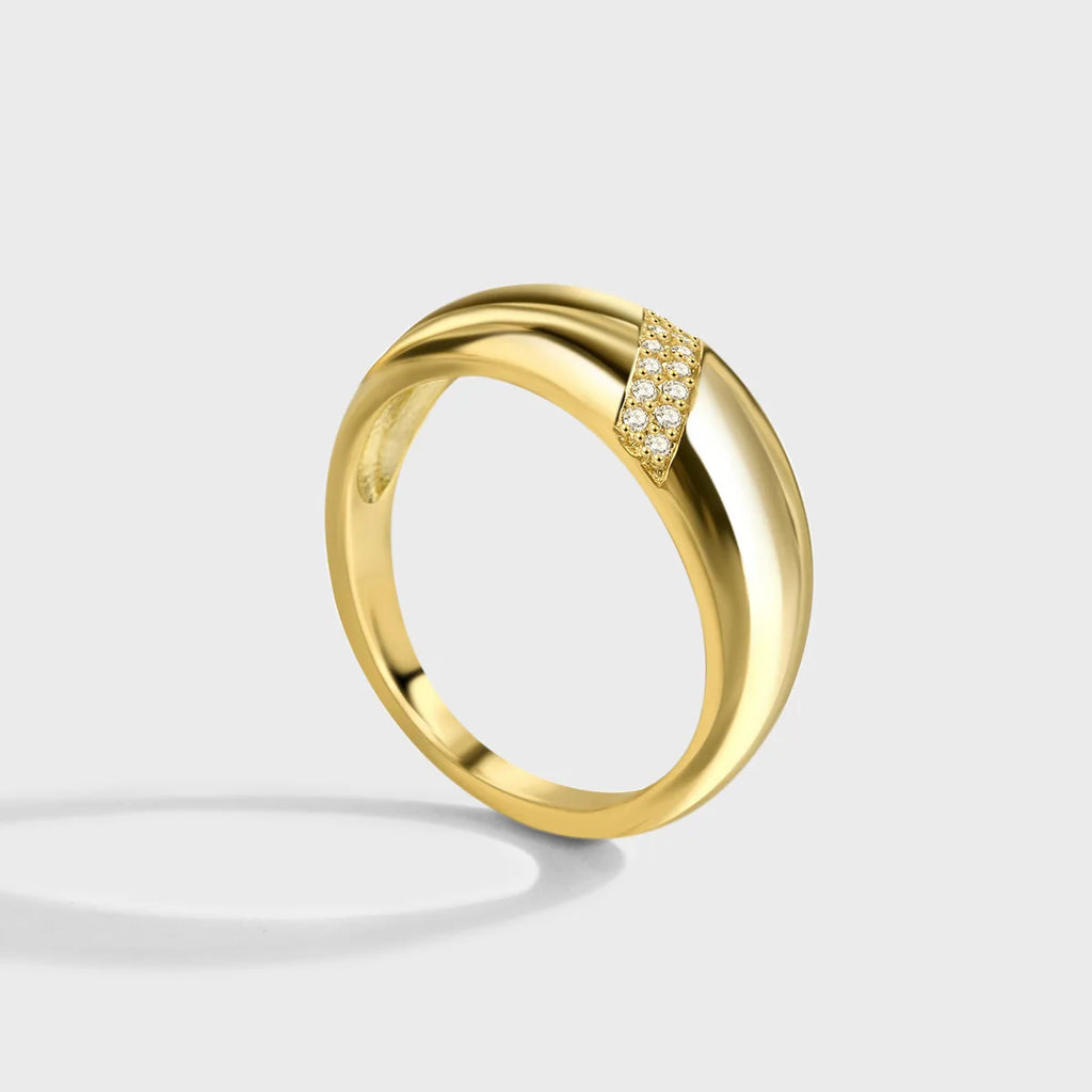 925 Sterling Silver Gold Colour Ring Fashion Classic Simple Couple's Wedding Engagement Jewellery