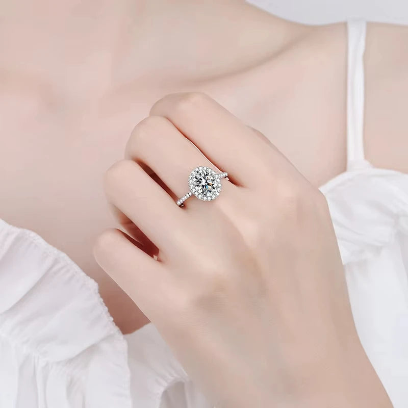Oval Cut 1CT  D Color Moissanite Rings for Women Lab Diamond Wedding Promise Band S925 Sterling Silver fine Jewelry gift GRA
