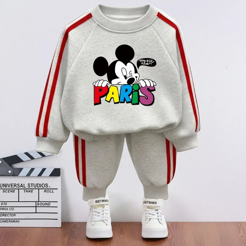 Boys and Girls Side Stripe Trousers Set Hoodie and Trousers 2-Piece Tracksuit