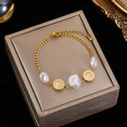 Heart Pearls Stainless Steel Charm Bracelet Girls Birthday Jewellery