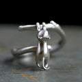 925 Sterling Silver Cat Branch Adjustable Ring Wedding High Quality Jewellery Accessory