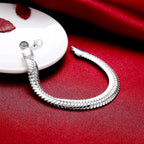 10mm Snake Chain Bracelet 21cm 925 Sterling Silver Noble Men Women Wedding