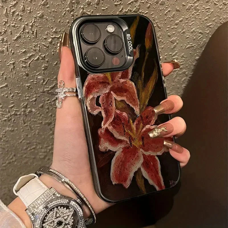 Oil Painting Lily Flower Case for Samsung S25 S24 S23 S22 Ultra