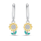 925 Sterling Silver Blue Hydrangea Flower Drop Earrings Anniversary Jewellery Gift