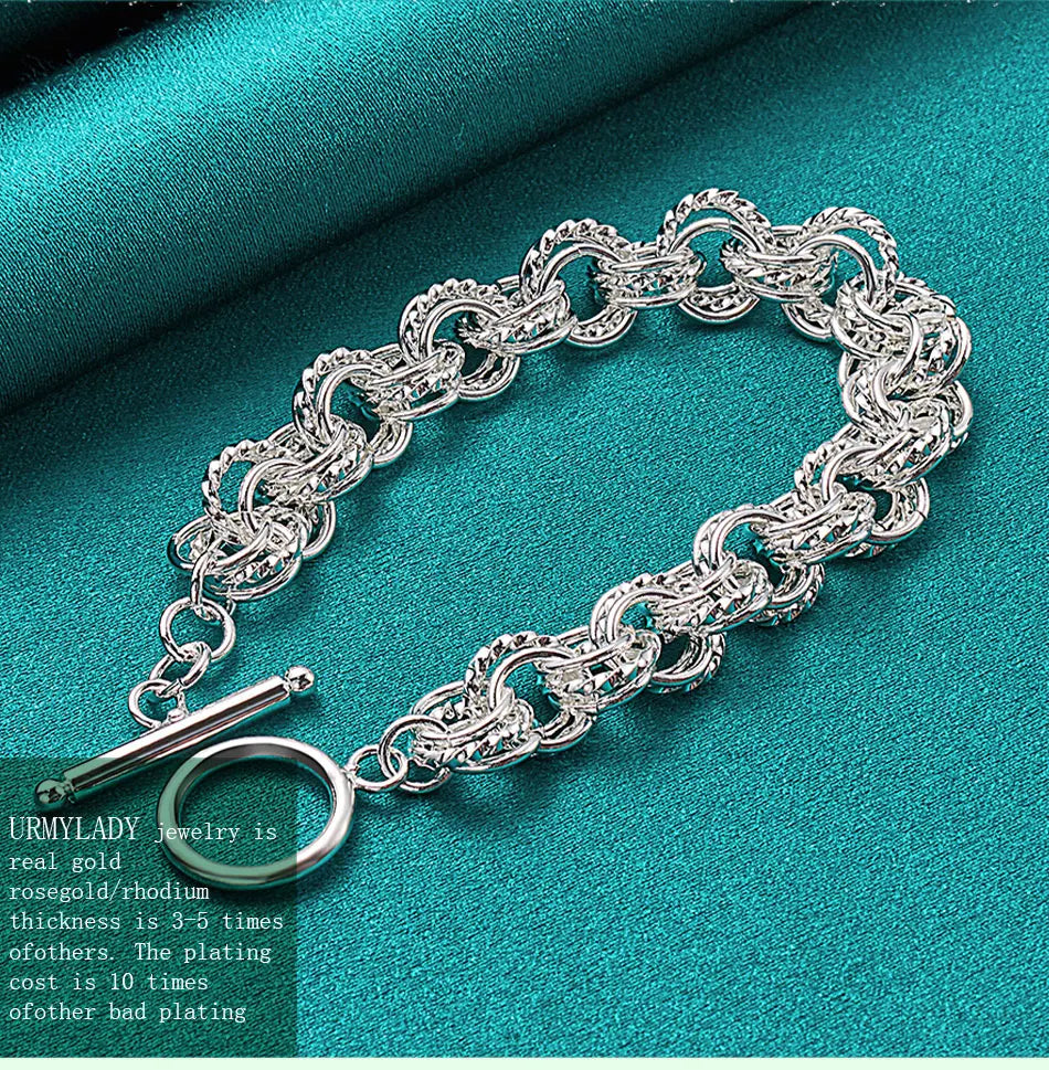 Pretty Circle Fashion Bracelet 925 Sterling Silver Wedding Party Jewellery