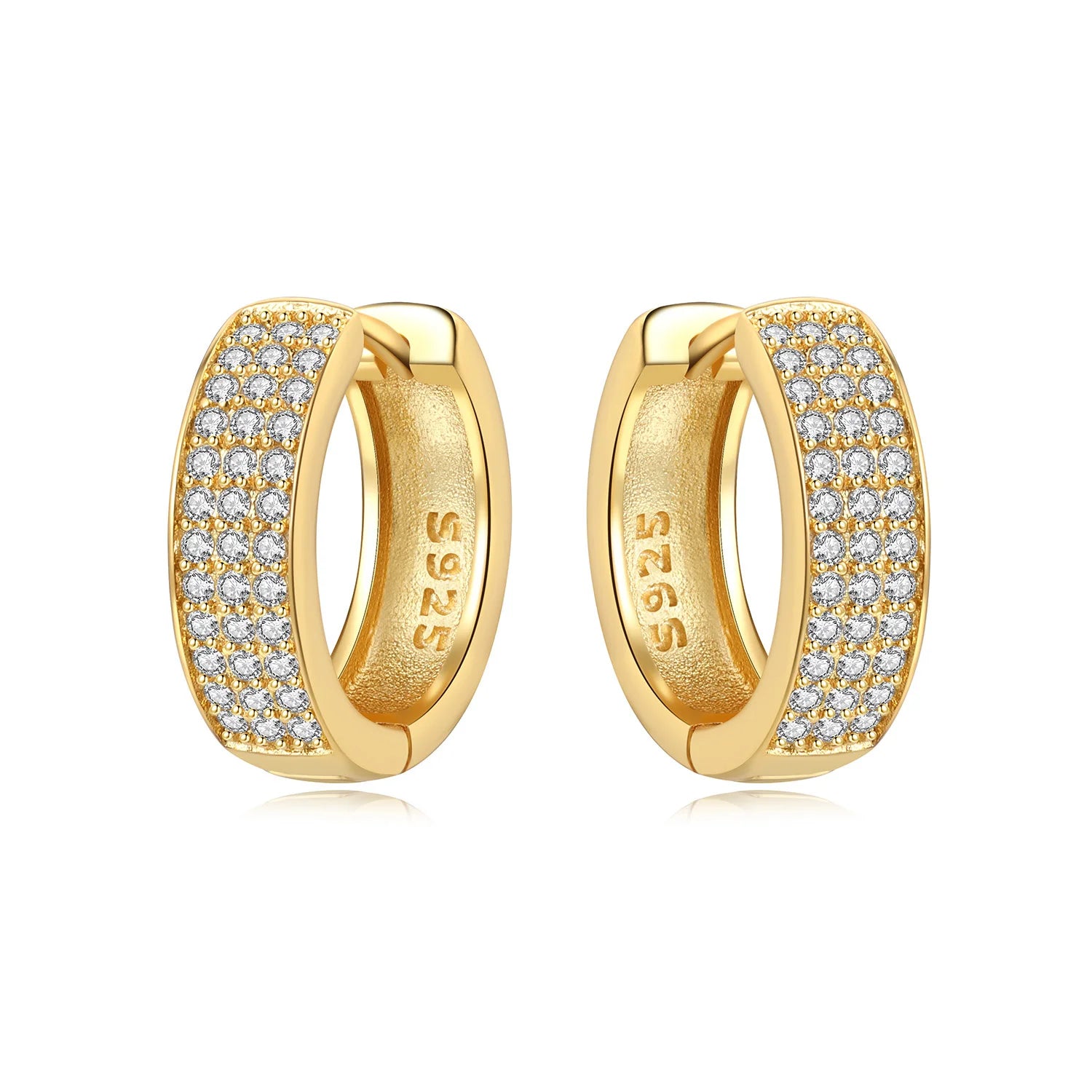 925 Sterling Silver Elegant Golden French Organ Hoop Earrings Trendy Jewellery