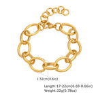 Chunky Stainless Steel Link Chain Bracelet For Woman, Gold Plated Layering Bracelets Wristband Waterproof Jewelry