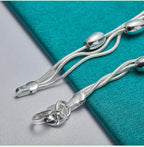 Fashion Bead Chain Bracelet 925 Sterling Silver Women Lady Wedding Jewellery