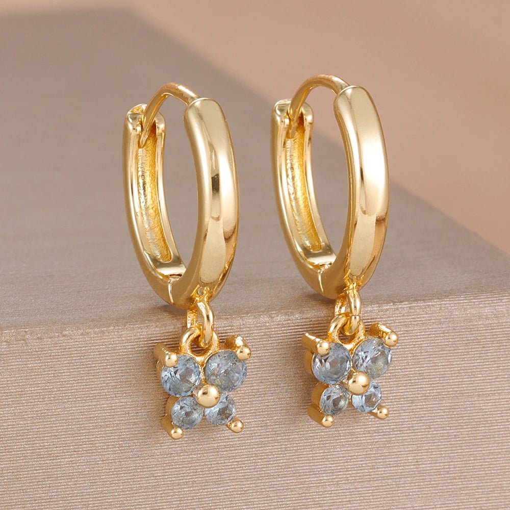 1 Pair Fashion Stainless Steel Zircon Butterfly Pendant Earrings Helix