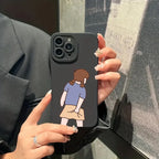 INS Cute Cartoon Couple Case for iPhone 16 15 14 13 12 Pro Max SE