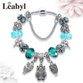 Tibetan Silver Tree of Life Charm Bracelet Green Crystal Flower Bead DIY