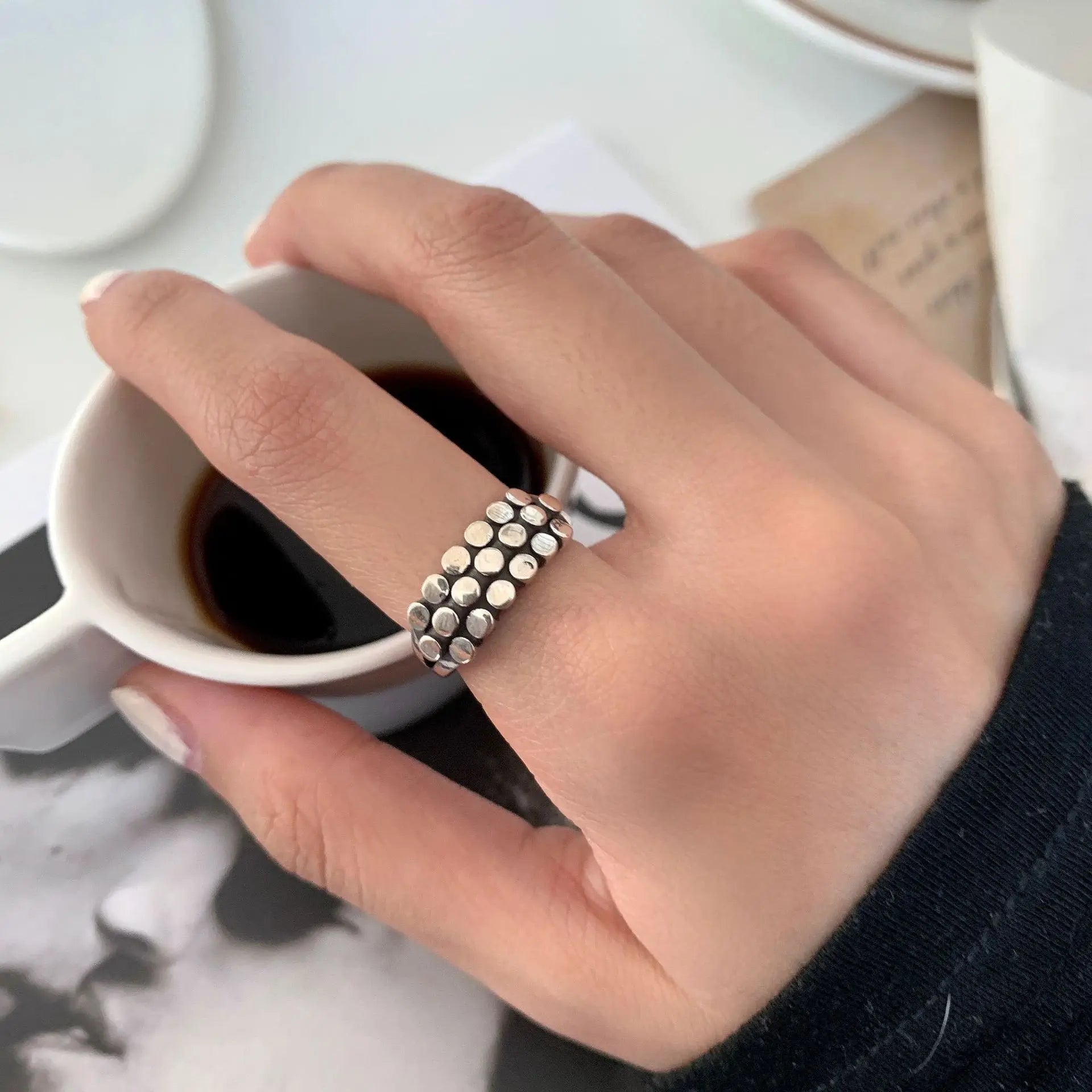 925 Sterling Silver Round Ball Geometry Stackable Rings For Women Wedding Elegant Designer Jewelry Ladies Accessories Jewellery
