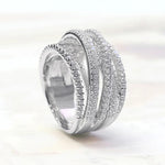 925 Sterling Silver Classic Vintage Line Wrap Zircon Ring Party Luxury Fashion Hot Sales
