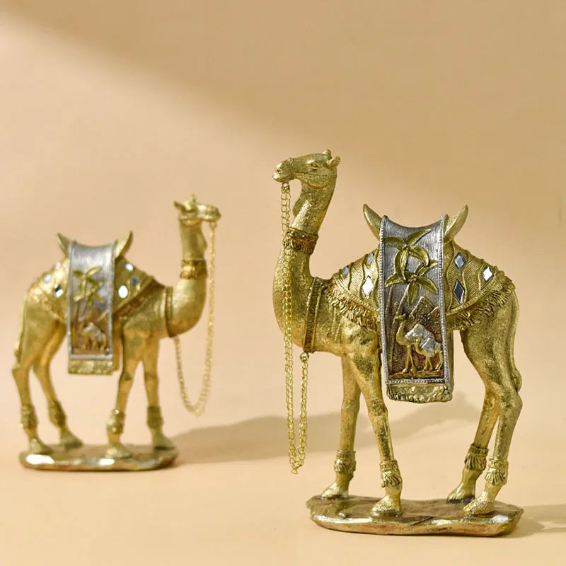 Turkish Resin Golden Camel Sculpture Feng Shui Figurines Home Decoration Accessories