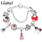 Pink Crystal Bead Charm Bracelet Colourful Enamel Handmade DIY Jewellery