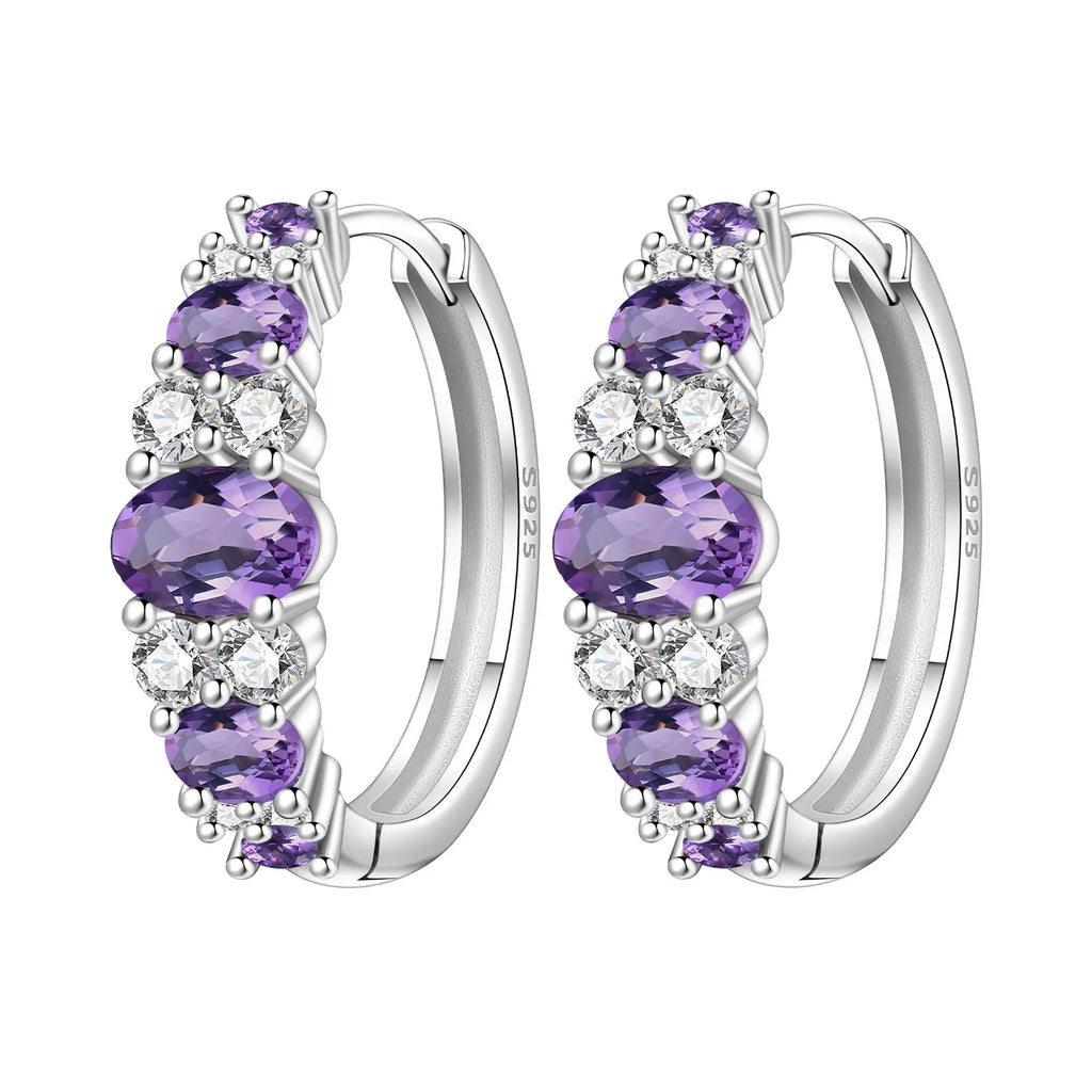 925 Sterling Silver Vine Love Black Zirconia Hoop Earrings Trendy Jewellery