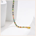 Colorful Tennis Bracelet Women, Cubic Zirconia Chain,stainless Steel CZ Link, Girlfriend Mom Gift