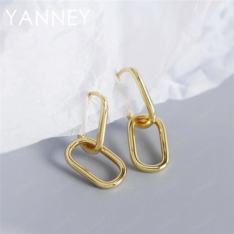 925 Sterling Silver 18K Gold Double Hoop Earrings Men Women Christmas Gift