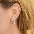 New Design Stainless Steel Zirconia Hoop Earrings Gold Colour Pendant