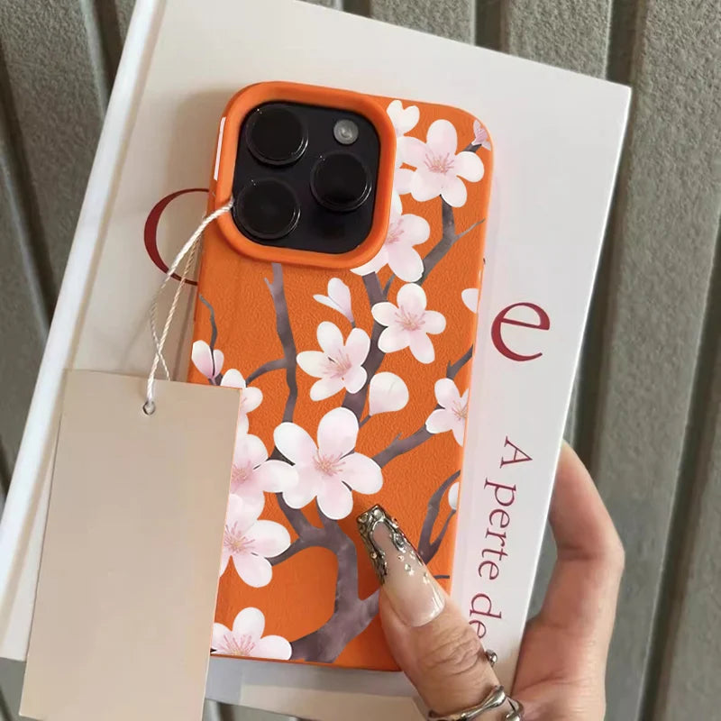 Spring Cherry Blossom Lychee Case for iPhone 17 16 15 14 Pro Max