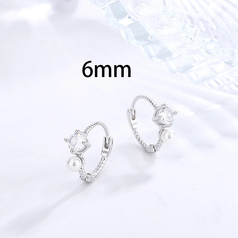 2023 New Gold Colour Pearl Zircon Small Hoop Earrings Korean 6-10mm