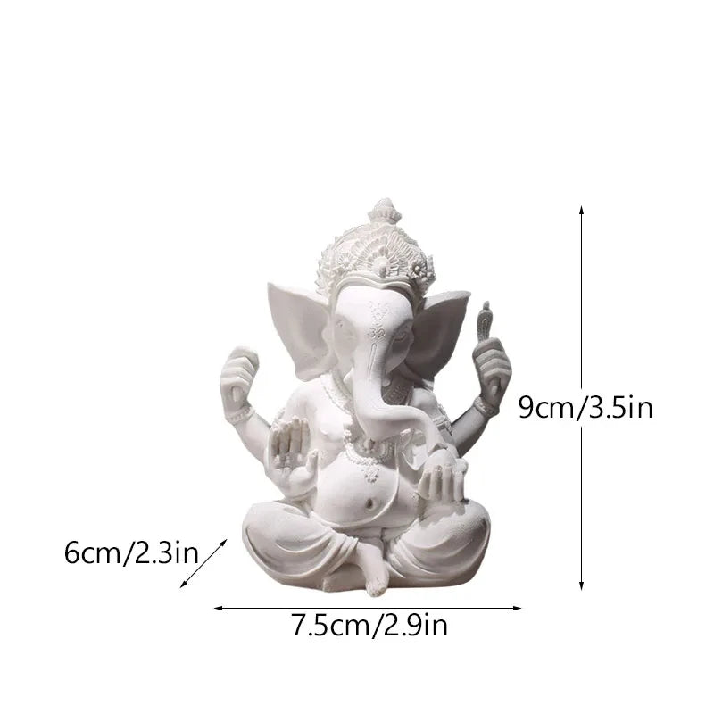 Sandstone Indian Ganesha Elephant God Statue Religious Hindu Feng Shui Buddha Sculpture