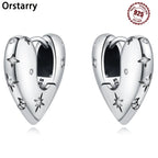 925 Sterling Silver Star Moon Heart Shape Versatile Hoop Earrings Fine Gift
