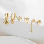 2PCS Gold Colour Star Dangle Earrings Luxury Star Pendientes y2k Jewelry