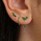 3 Pairs Exquisite Zircon Little Huggies Hoop Earrings Set Steel