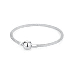Original 925 Sterling Silver Bracelets Bangles Love Heart Clip Charms Beads Snake Chains For Women Rose Gold DIY Luxury Jewelry