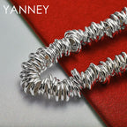 925 Sterling Silver 8-inch Classic Bracelet Men Women Hip Hop Jewellery