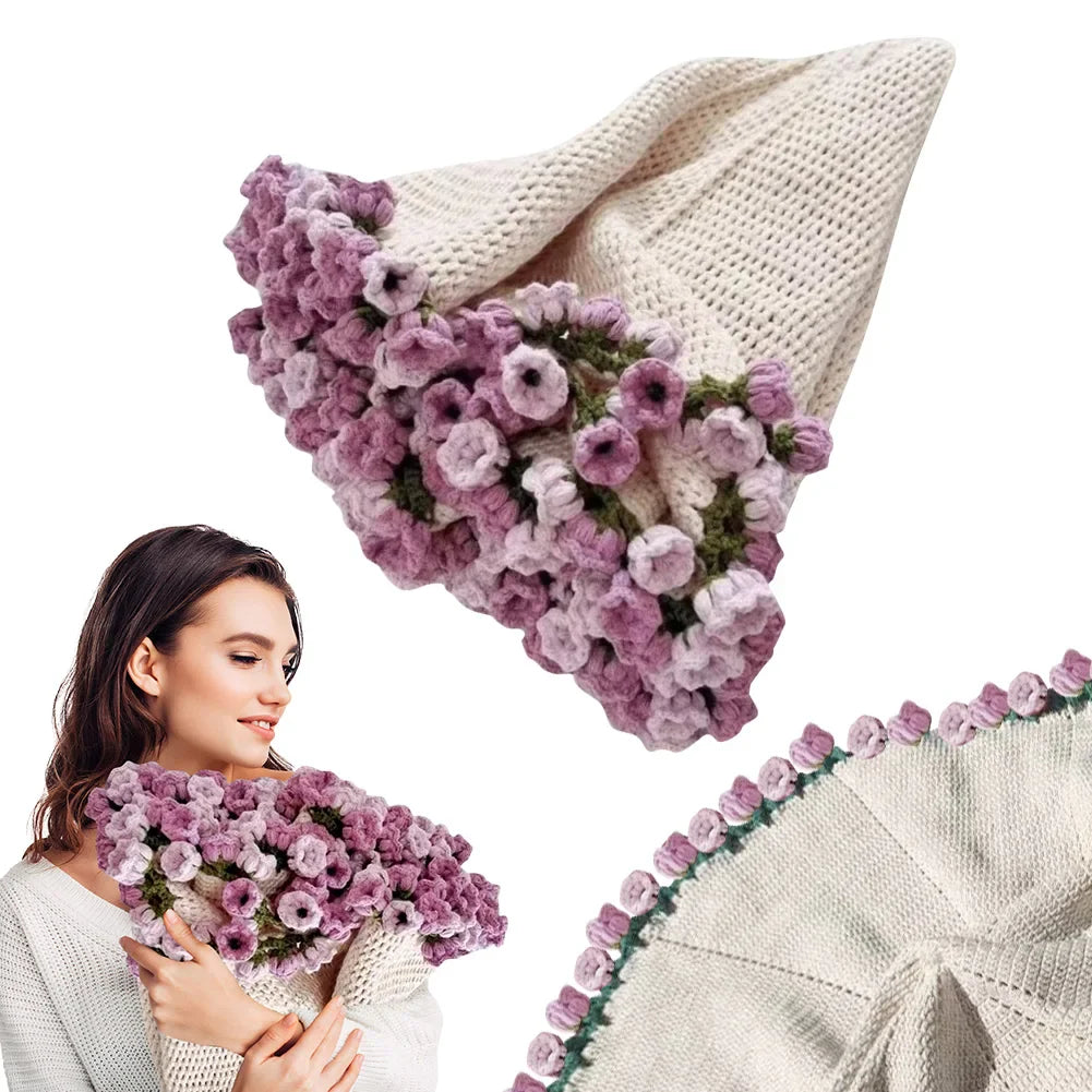 Finished Crochet Rose Blanket Fuzzy Bed Throw Valentine's Day Gift Ship from UK
