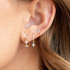 3PCS Zircon Flower Pendant Earring Sets Stainless Steel Cartilage