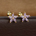 2pcs Vintage Crystal Zircon Maple Leaf Earrings Women Hoop Piercing