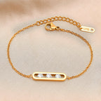 Fashion Cubic Zirconia Bracelet, Stainless Steel Thin Chain Link Bracelets for Women, Minimalist Charm Jewelry