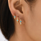 Fashion Crystal Zirconia Small Hoop Earring Geometric Circle Green