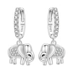925 Sterling Silver Double Layer Pet Paw Print Drop Earrings Fashion Gift