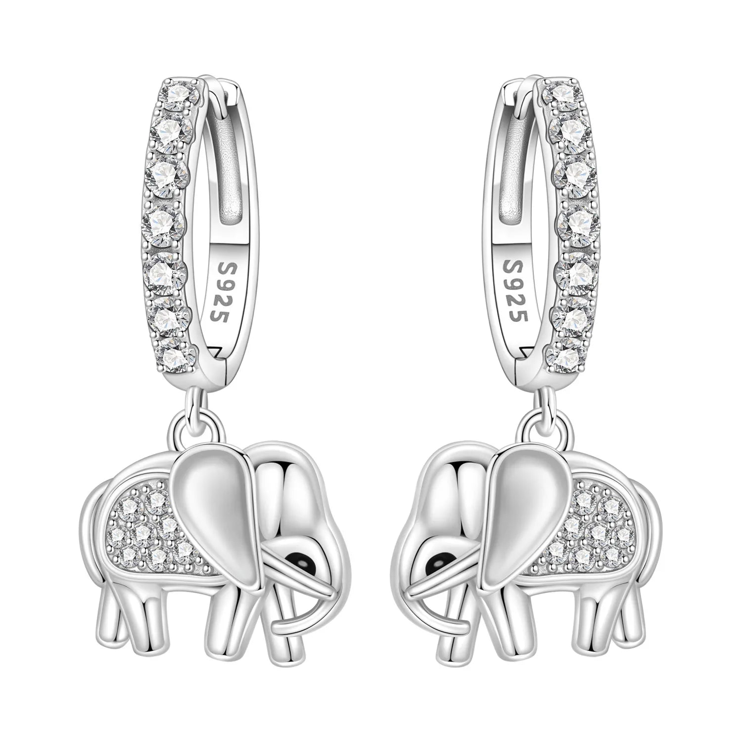 925 Sterling Silver Double Layer Pet Paw Print Drop Earrings Fashion Gift