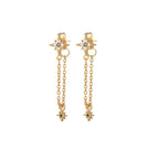 New Stainless Steel Zirconia Chain Hoop Earring Blue Star Moon Square