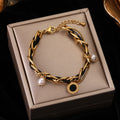 Gold Colour Multilayer Stainless Steel Charm Bracelet Men Women Bangle