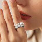Full Moissanite Diamond Wedding Ring 18K White Gold Plated 925 Silver Band