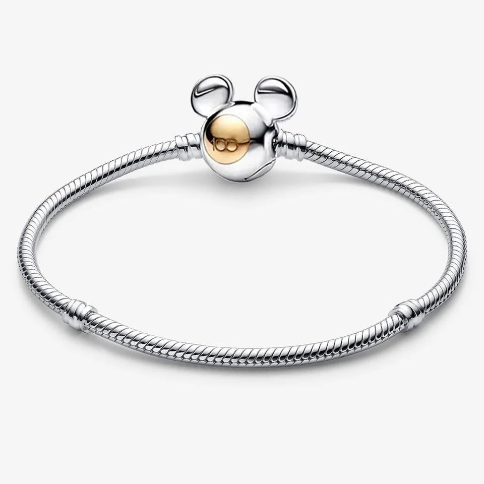New 925 Silver Sparkling Heart to Heart Double Loop Leather Rope Weaving Bracelet Fashion DIY Charm Exquisite Jewelry Gift