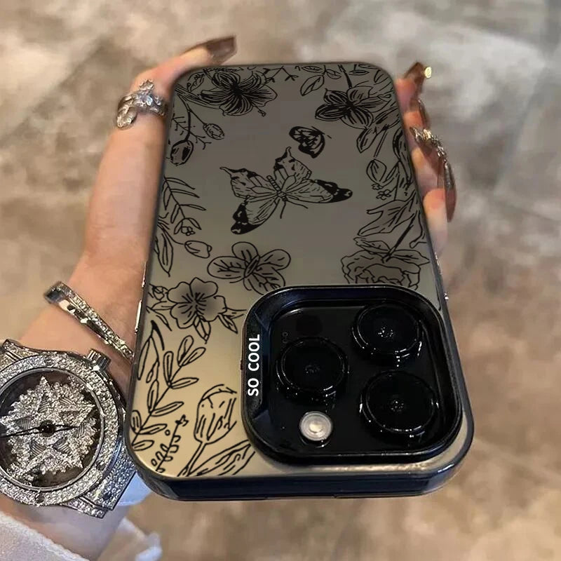 Black Butterfly Flowers IMD Case for Redmi Note 14 13 12 11 Pro