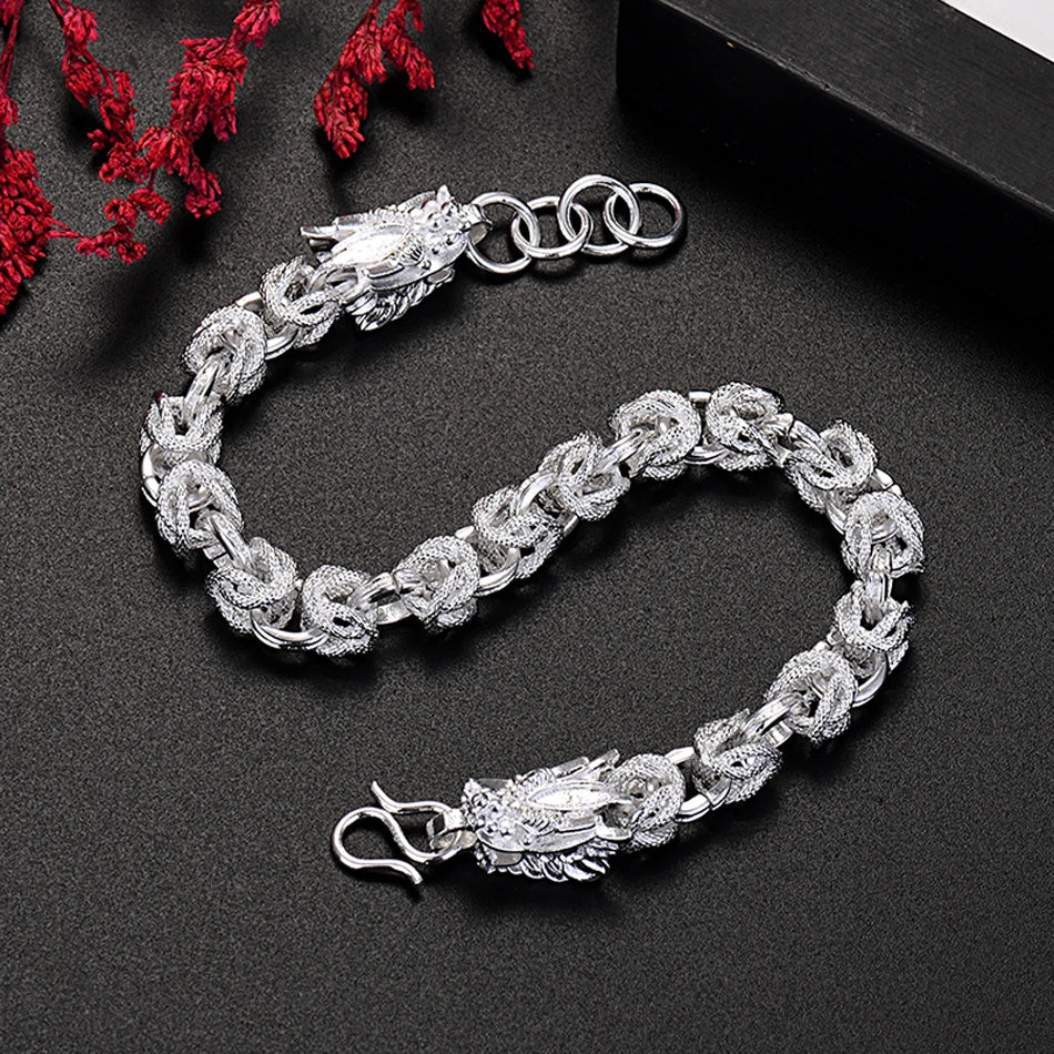 Dragon Head Bracelet 925 Sterling Silver Men Women Designer Wedding Jewelry
